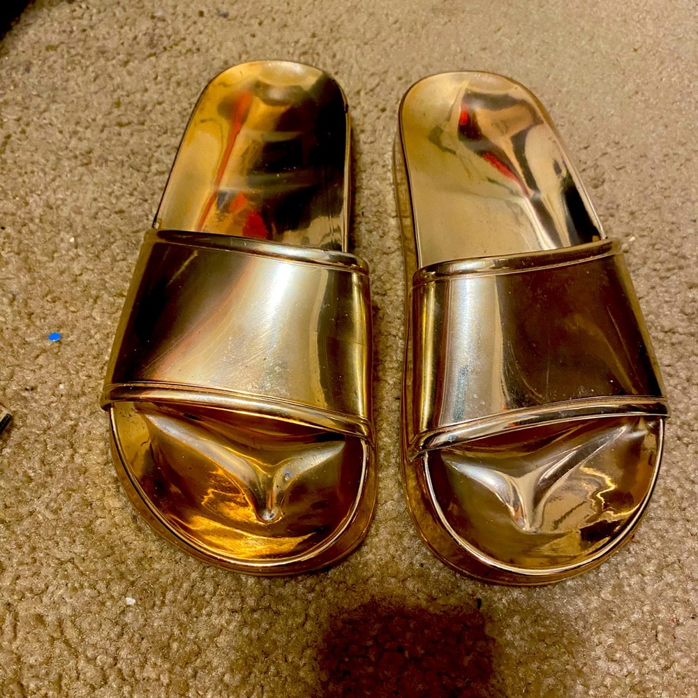 Gold chrome slide sandal size 11